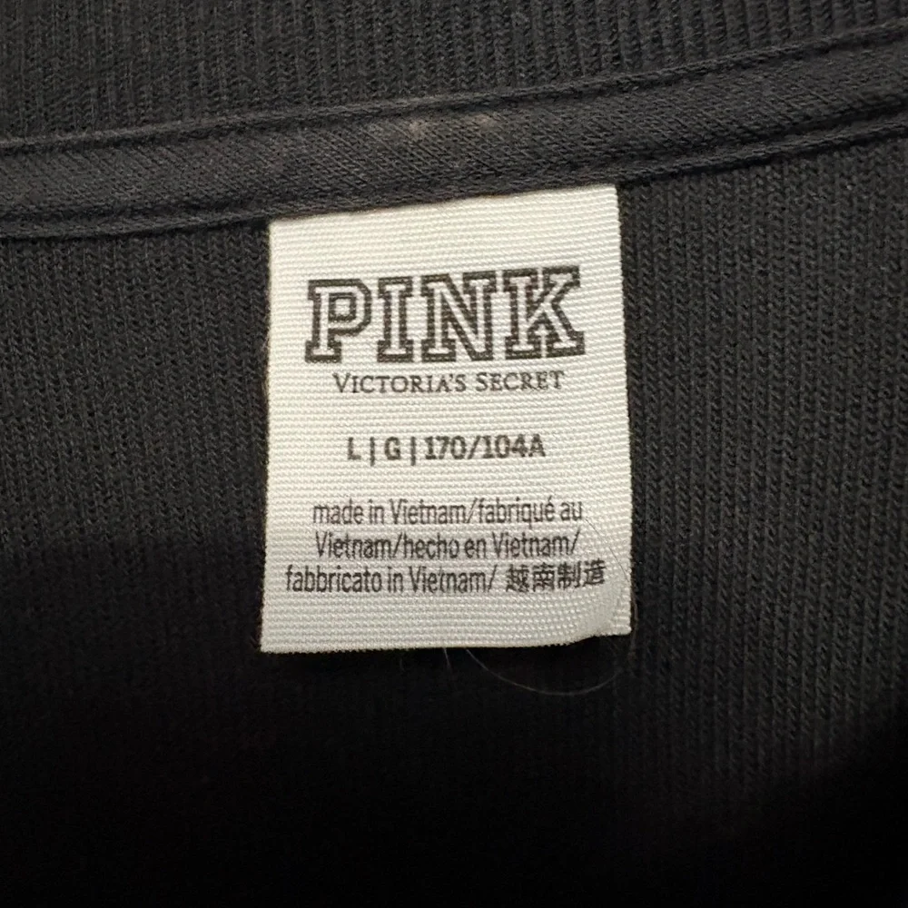 Victoria’s Secret PINK Black sweatshirt with Red Embroidery roses - Picture 3 of 4